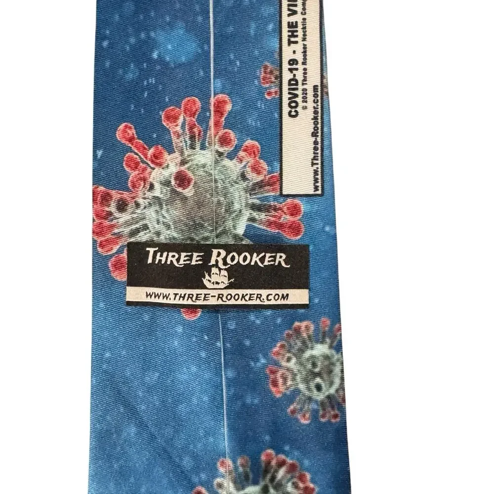 Three Rooker Covid 19 Virus Infection Necktie Funny Gag Medical